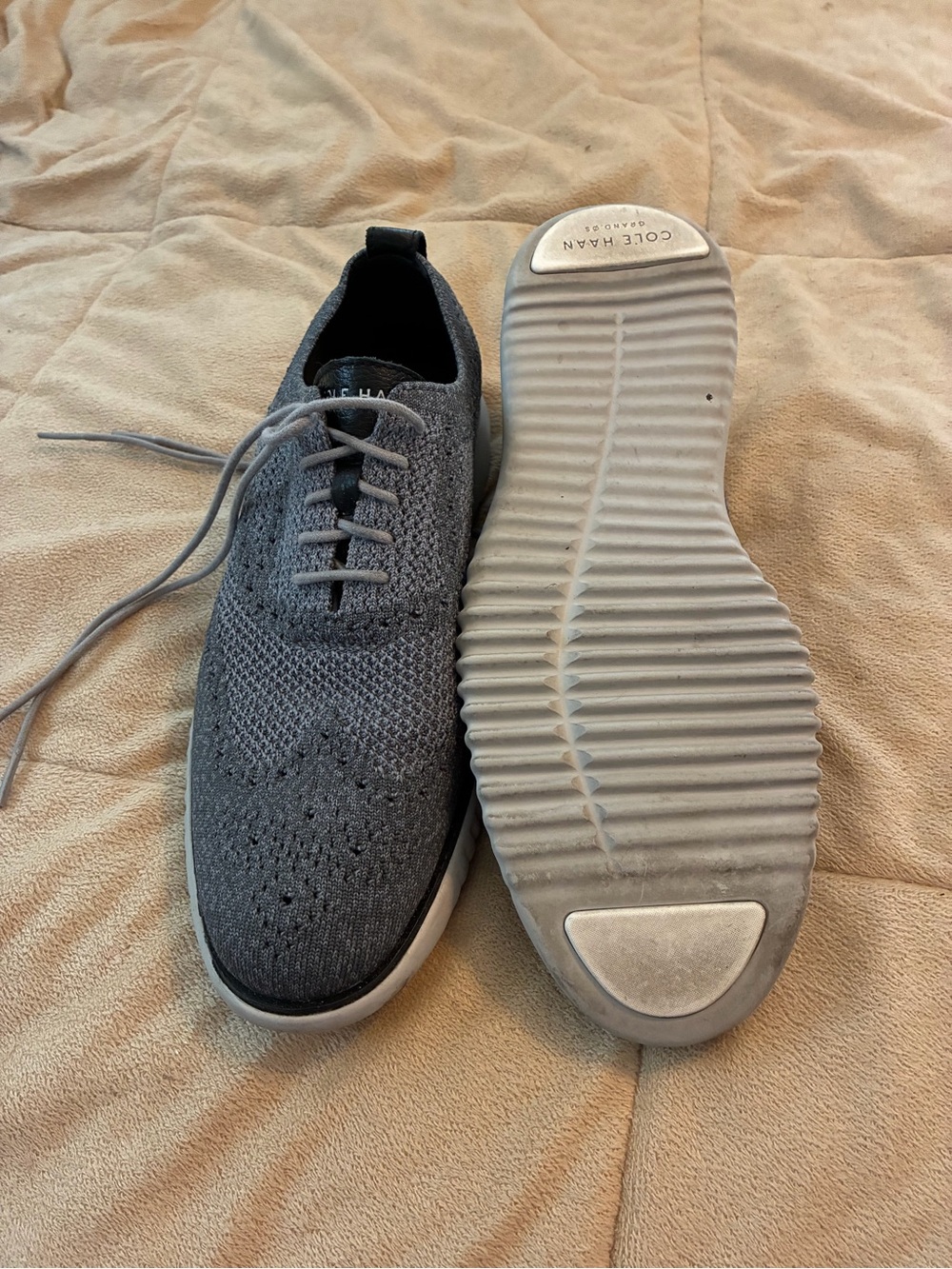 Cole Haan Gray Knit Lace-Up Men's Zerogrand Sneakers